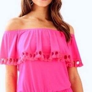 Lilly Pulitzer Bright Pink Top with Tassels